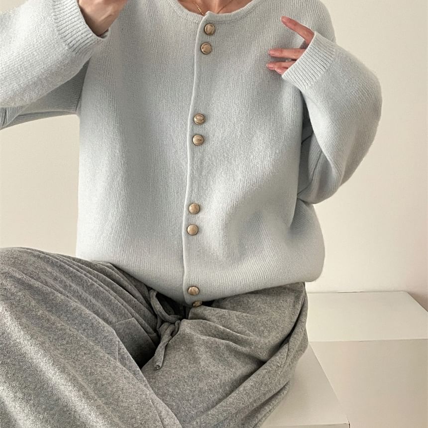 Button-Up Plain Cardigan