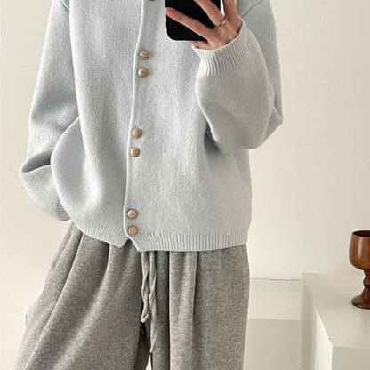 Button-Up Plain Cardigan