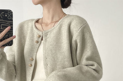 Button-Up Plain Cardigan
