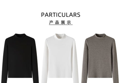 Mock-Neck Solid Long-Sleeve T-Shirt