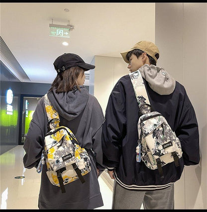 Camo Print Multi-Pocket Sling Bag