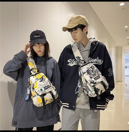 Camo Print Multi-Pocket Sling Bag