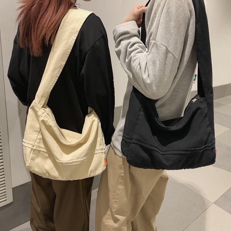 Frayed Trim Crossbody Bag