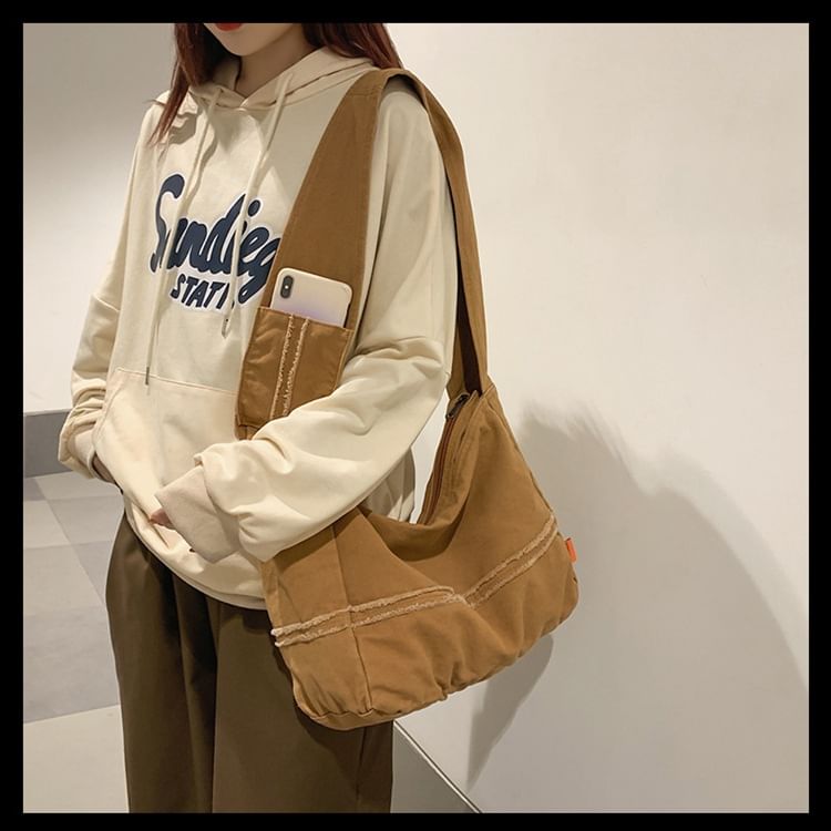 Frayed Trim Crossbody Bag