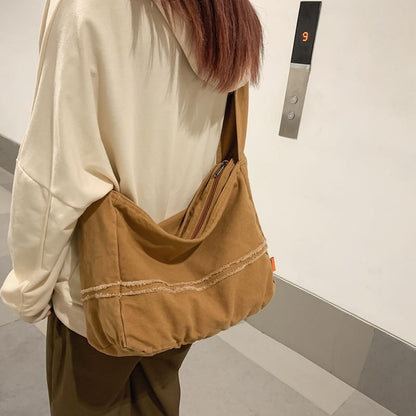 Frayed Trim Crossbody Bag
