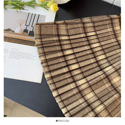 Plaid Pleated Mini Skirt - High Waist A-Line