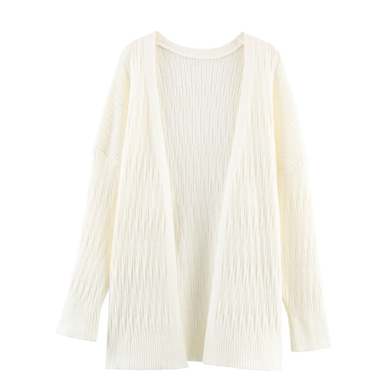 Set: Plain Open Front Cardigan + Halter Neck Rhinestone Accent Crop Knit Top