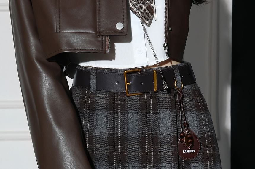 Asymmetrical Plaid Mini Skirt - High Rise A-Line