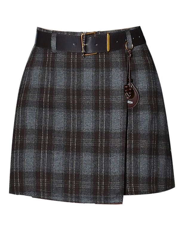 Asymmetrical Plaid Mini Skirt - High Rise A-Line