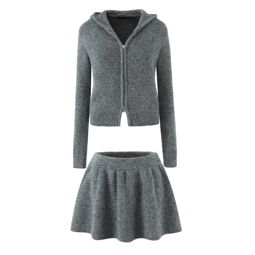 Long Sleeve Plain Loose-Fit Zip-Up Cardigan