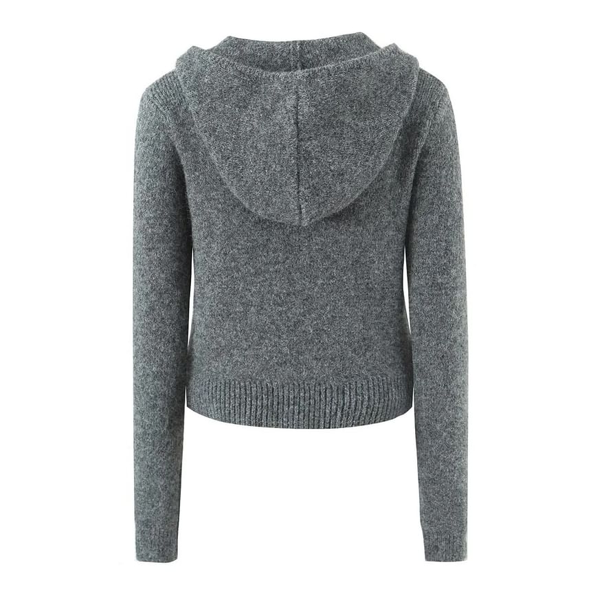 Long Sleeve Plain Loose-Fit Zip-Up Cardigan