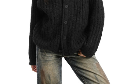Hooded Plain Button Up Cardigan