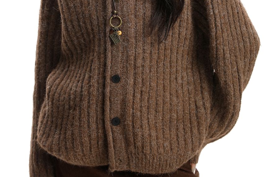 Hooded Plain Button Up Cardigan
