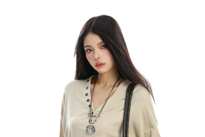 V-Neck Long-Sleeve Solid Basic Tee