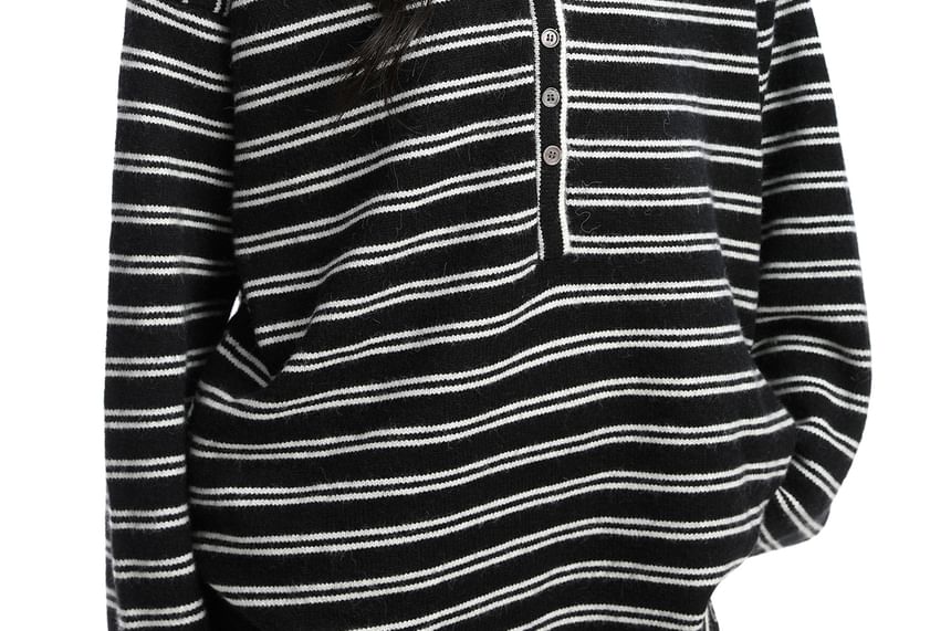 Striped Hooded Long-Sleeve Casual Tee