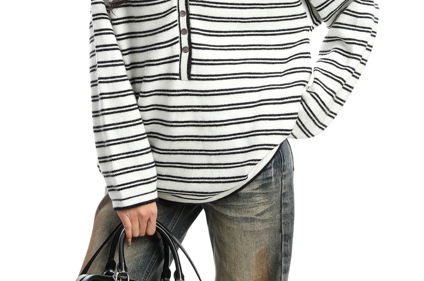 Striped Hooded Long-Sleeve Casual Tee
