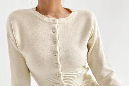 Crew Neck Plain Cardigan