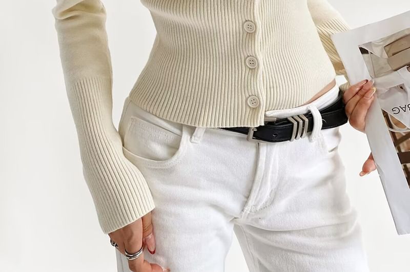 Crew Neck Plain Cardigan