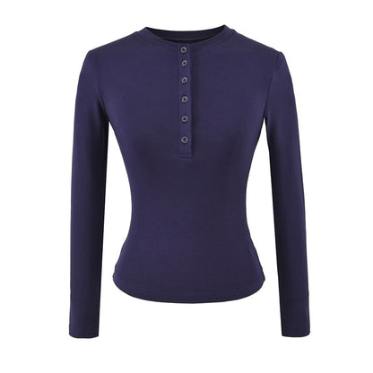 Henley Long-Sleeve Solid Basic Tee