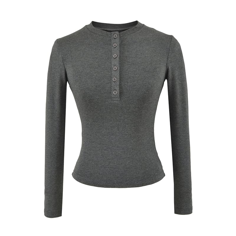 Henley Long-Sleeve Solid Basic Tee