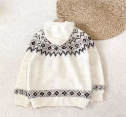 Jacquard Hooded Toggle Cardigan
