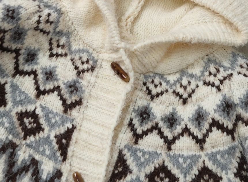 Jacquard Hooded Toggle Cardigan