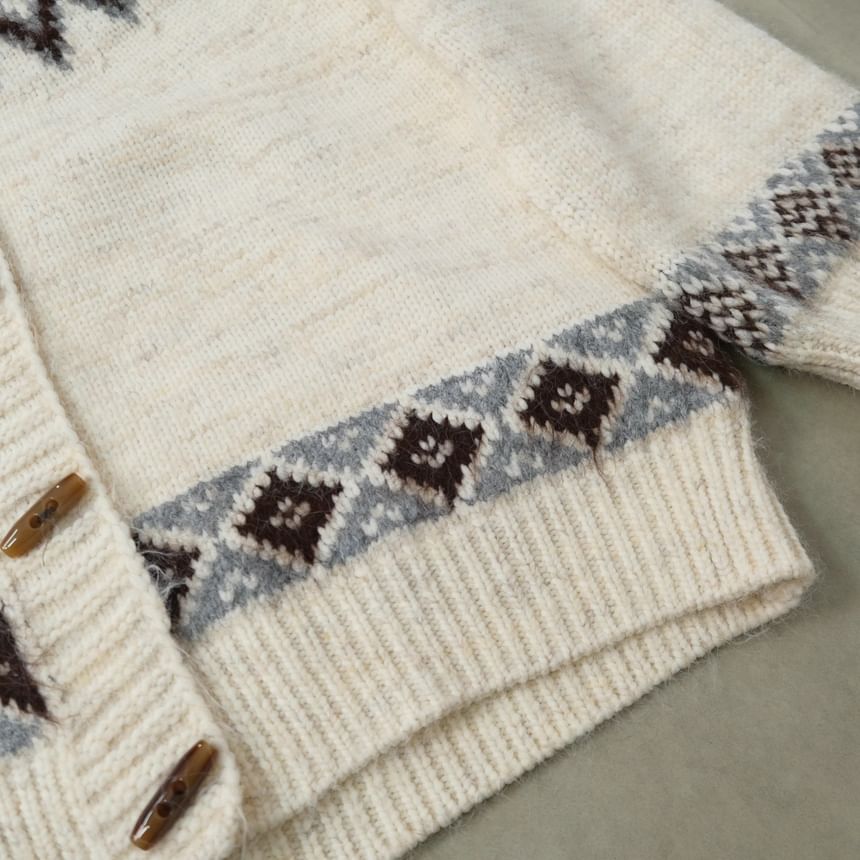 Jacquard Hooded Toggle Cardigan