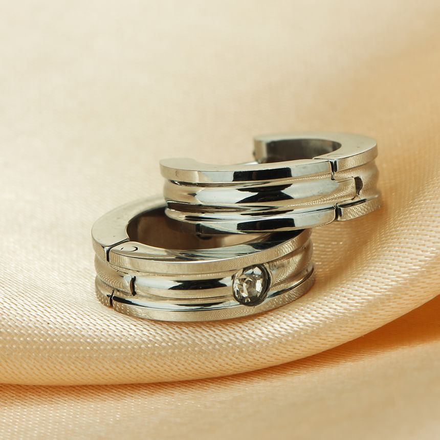 Rhinestone Alloy Huggie Earring (various design)