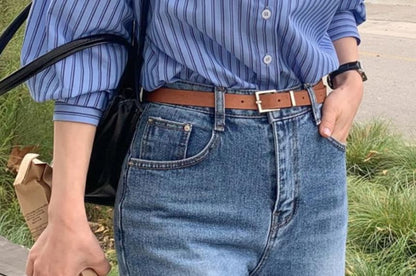 Collared Striped Long-Sleeve Button-Down Shirt