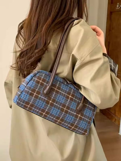 Plaid Fabric Shoulder Bag