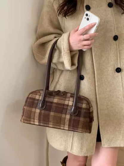 Plaid Fabric Shoulder Bag