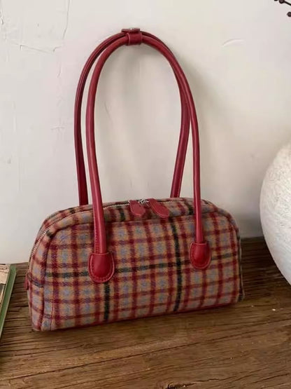 Plaid Fabric Shoulder Bag