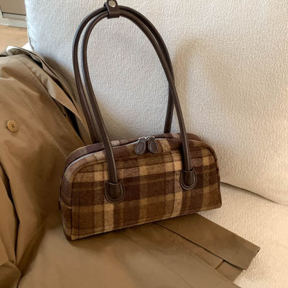 Plaid Fabric Shoulder Bag