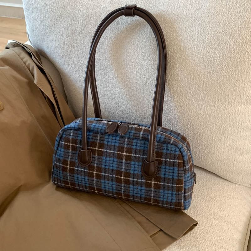 Plaid Fabric Shoulder Bag
