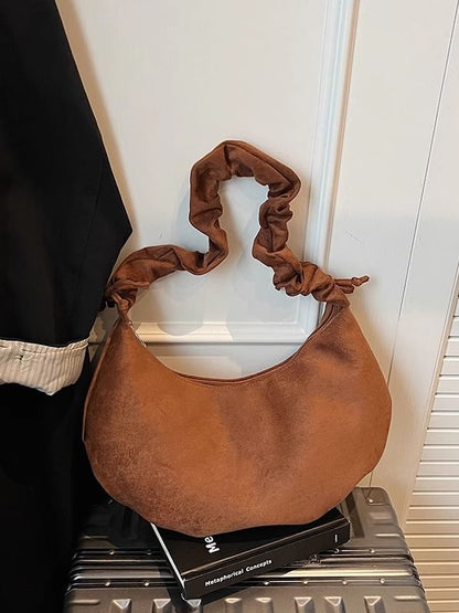 Drawstring Strap Faux Suede Shoulder Bag