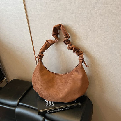 Drawstring Strap Faux Suede Shoulder Bag
