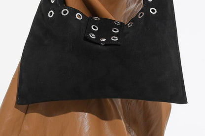 Grommet Faux Suede Shoulder Bag