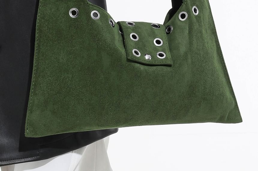 Grommet Faux Suede Shoulder Bag