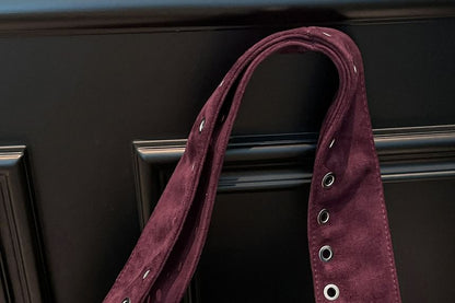 Grommet Faux Suede Shoulder Bag