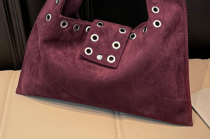 Grommet Faux Suede Shoulder Bag