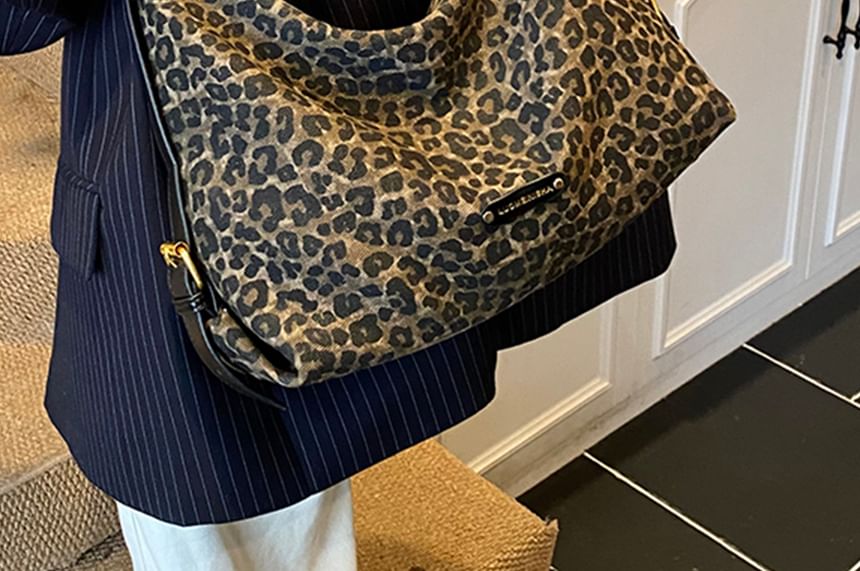 Leopard Print Faux Leather Crossbody Bag