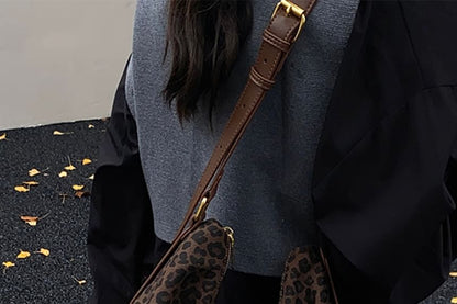 Leopard Print Faux Leather Crossbody Bag
