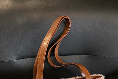 Fleece Panel Faux Leather Shoulder Bag