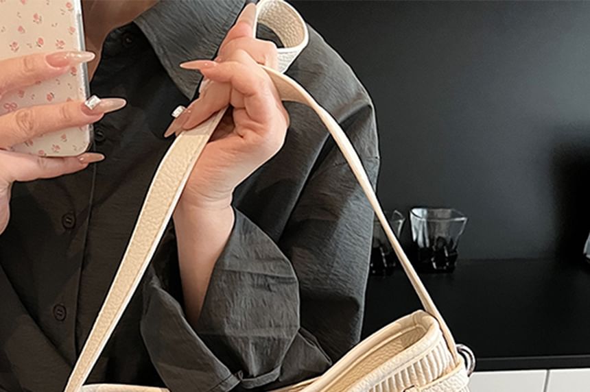 Ribbed Plain Crossbody Bag