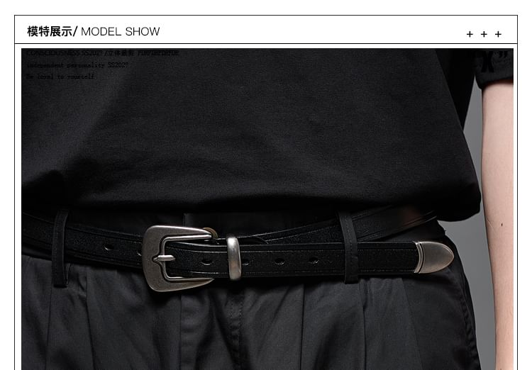 Genuine Leather Metal Accent Belt