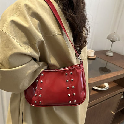 Studded Faux Leather Shoulder Bag