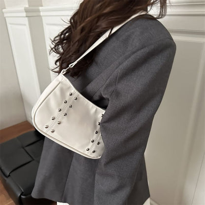 Studded Faux Leather Shoulder Bag