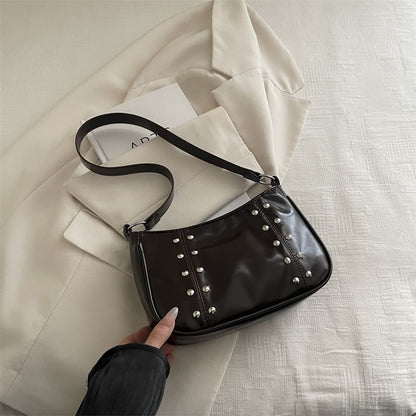 Studded Faux Leather Shoulder Bag