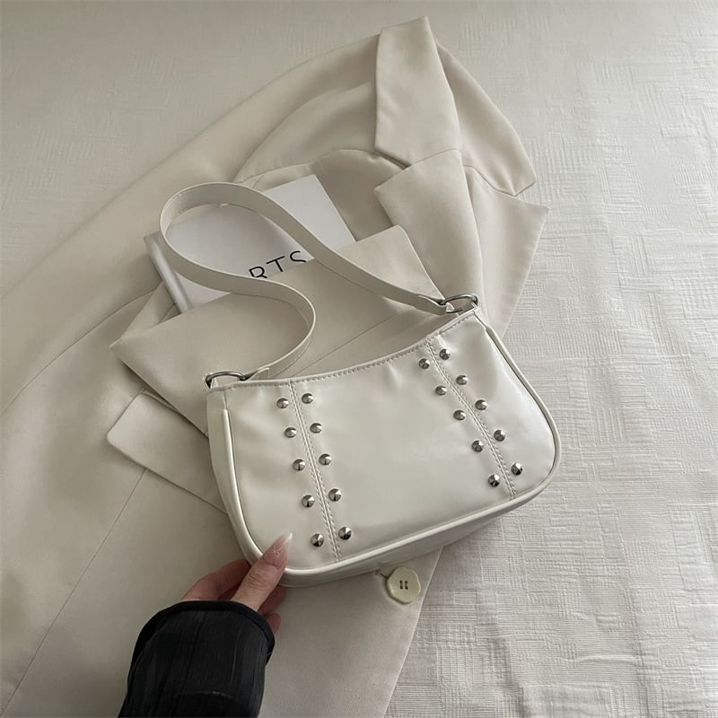 Studded Faux Leather Shoulder Bag