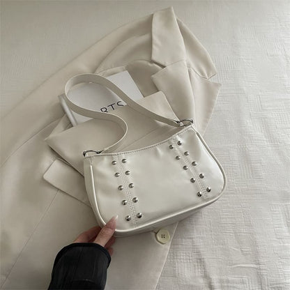 Studded Faux Leather Shoulder Bag